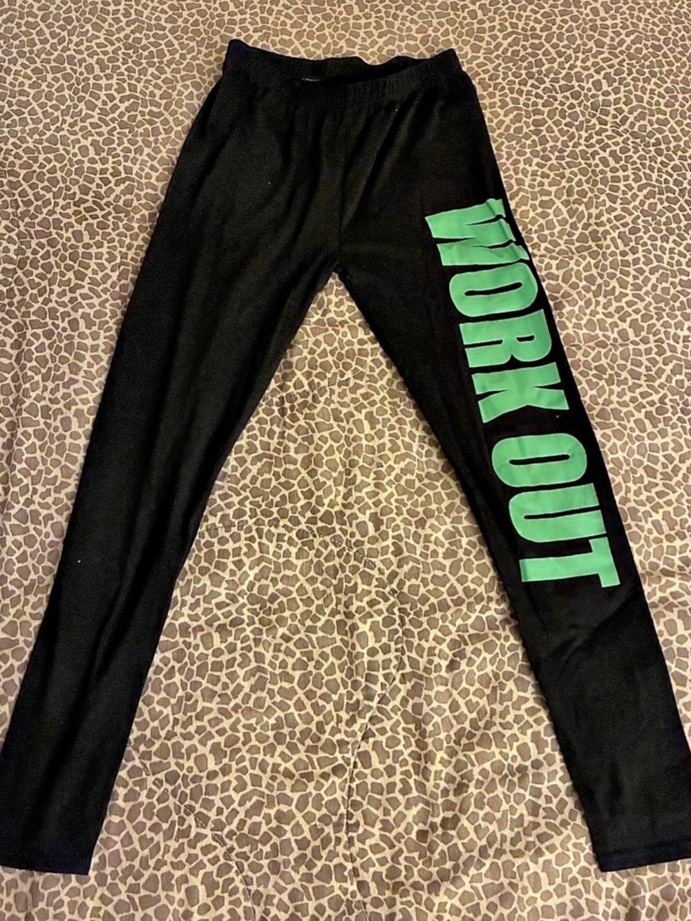 Black Green Graphic Leggings